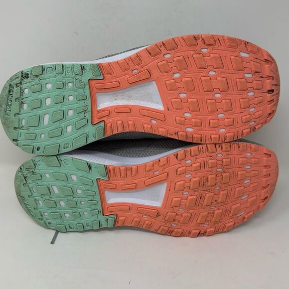 Adidas Cloud-foam sneakers, women’s US 10, gray/peach/seafoam green, preowned - Picture 8 of 11